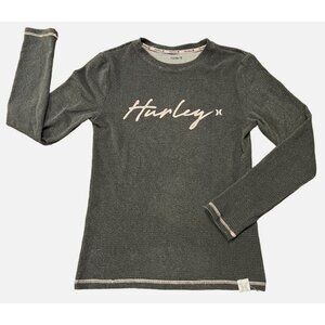 Hurley women’s gray pullover top size M pink logo and trim